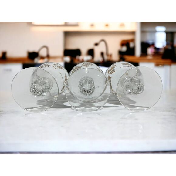 Libbey Rose Bouquet Barware Cordial Sherry Elegant Glass 3.75" Tall Set of 3 - Picture 3 of 9